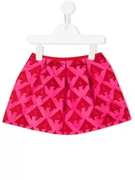 Emporio Armani Kids мини-юбка с логотипом и складками, красный