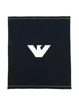 Emporio Armani Kids одеяло с логотипом вязки интарсия, синий