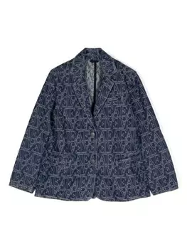 Emporio Armani Kids пиджак с монограммой, синий