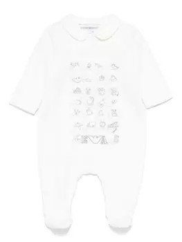 Emporio Armani Kids пижама с вышивкой, белый