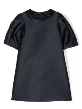 Emporio Armani Kids платье с логотипом-жаккардом, синий
