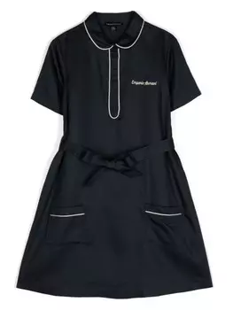 Emporio Armani Kids платье с вышитым логотипом, синий