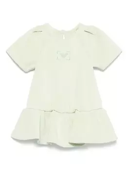 Emporio Armani Kids платье с вышитым логотипом, зеленый