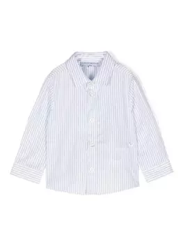 Emporio Armani Kids полосатая рубашка с вышитым логотипом, белый