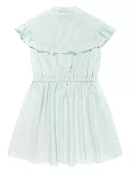 Emporio Armani Kids полосатое платье мини из сирсакера, зеленый