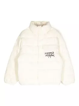 Emporio Armani Kids пуховик с логотипом, белый