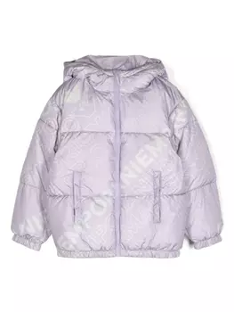 Emporio Armani Kids пуховик с монограммой, фиолетовый