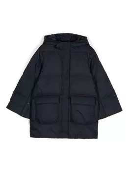 Emporio Armani Kids пуховик с монограммой, синий