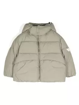 Emporio Armani Kids пуховик с нашивкой-логотипом, серый