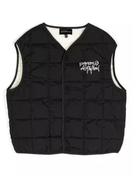 Emporio Armani Kids пуховик с вышитым логотипом, черный