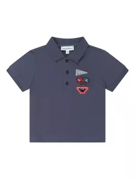 Emporio Armani Kids рубашка поло с аппликацией логотипа, синий