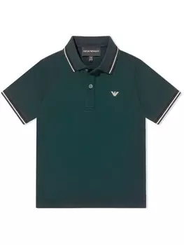Emporio Armani Kids рубашка поло с логотипом, зеленый