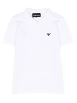 Emporio Armani Kids рубашка поло с тисненым логотипом, белый