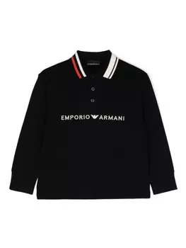 Emporio Armani Kids рубашка поло с вышитым логотипом, синий