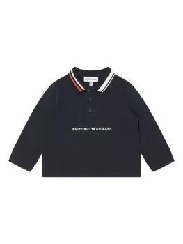 Emporio Armani Kids рубашка поло с вышитым логотипом, синий