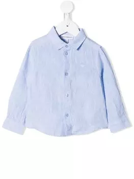 Emporio Armani Kids рубашка с длинными рукавами и логотипом, синий