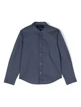 Emporio Armani Kids рубашка с нашивкой-логотипом, синий