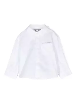 Emporio Armani Kids рубашка с вышитым логотипом, белый