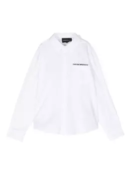 Emporio Armani Kids рубашка с вышитым логотипом, белый