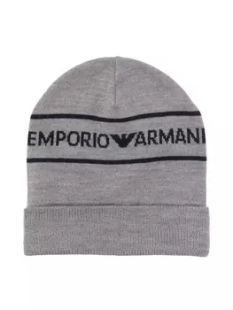 Emporio Armani Kids шапка бини с логотипом, серый