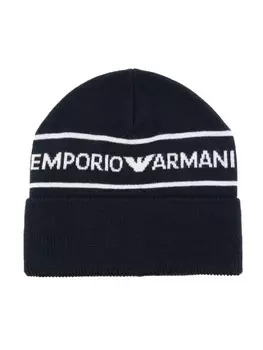 Emporio Armani Kids шапка бини с логотипом, синий