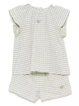 Emporio Armani Kids спортивный костюм в клетку, зеленый