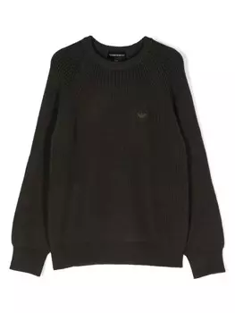 Emporio Armani Kids свитер рыбацкой вязки, зеленый