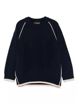 Emporio Armani Kids свитер с контрастной отделкой, синий