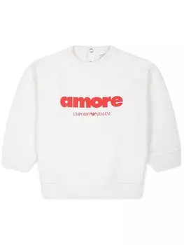 Emporio Armani Kids толстовка Amore с круглым вырезом, белый