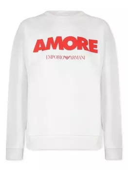 Emporio Armani Kids толстовка Amore с круглым вырезом, белый