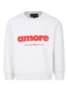 Emporio Armani Kids толстовка Amore с круглым вырезом, белый