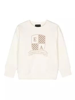 Emporio Armani Kids толстовка из джерси с вышитым логотипом, белый