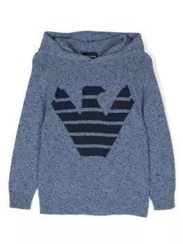 Emporio Armani Kids толстовка с капюшоном в стиле орел-интарсия, синий