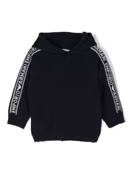 Emporio Armani Kids толстовка с логотипом и жаккардовым принтом, синий