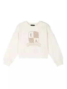 Emporio Armani Kids толстовка с вышитым логотипом, нейтральный цвет