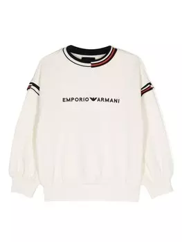 Emporio Armani Kids толстовка с вышитым логотипом, белый