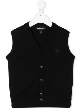 Emporio Armani Kids трикотажный жилет с логотипом, синий