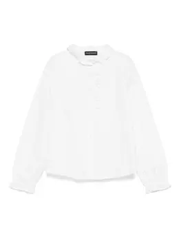 Emporio Armani Kids жаккардовая рубашка с монограммой, белый