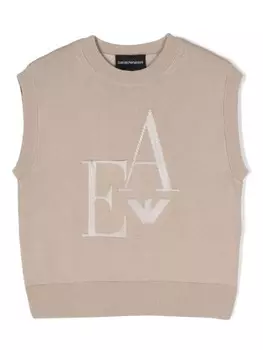 Emporio Armani Kids жилет с жаккардовым логотипом, серый