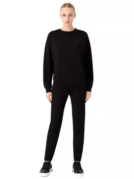 EMPORIO ARMANI Комбинезон с круглым вырезом и блестящим логотипом, черный