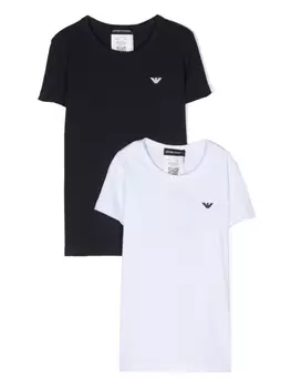 Emporio Armani комплект из двух футболок с вышитым логотипом, синий