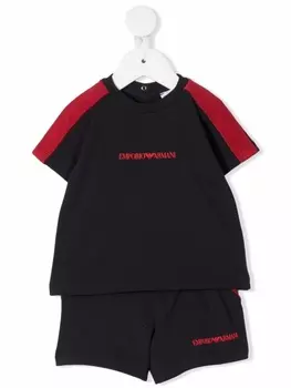 Emporio Armani комплект из футболки и шортов с логотипом, синий
