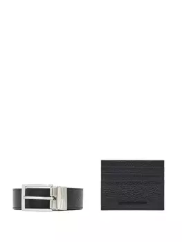 Emporio Armani комплект из ремня и картхолдера, черный