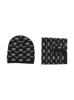 Emporio Armani комплект из шапки бини и шарфа с логотипом, синий