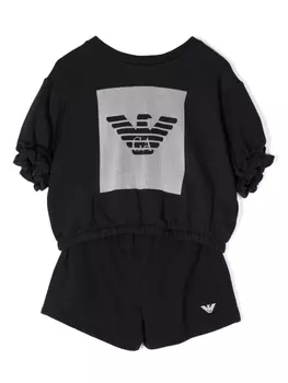 Emporio Armani комплект из топа и шортов с логотипом, синий