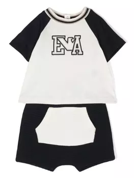 Emporio Armani комплект из топа и шортов со вставками, белый
