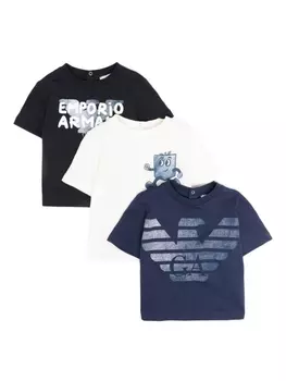 Emporio Armani комплект из трех футболок с логотипом, белый
