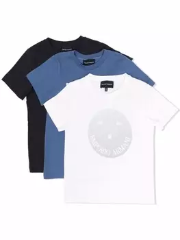 Emporio Armani комплект из трех футболок с логотипом, синий
