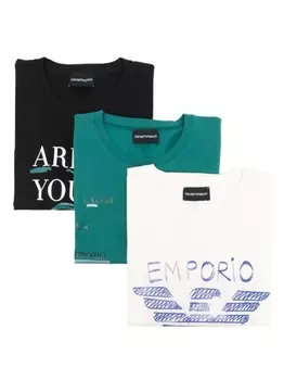 Emporio Armani комплект из трех толстовок с логотипом, черный