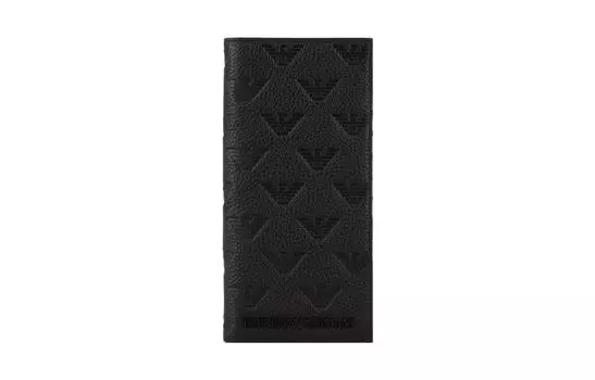 EMPORIO ARMANI Кошелек из коровьей кожи большого размера, черный, мужской